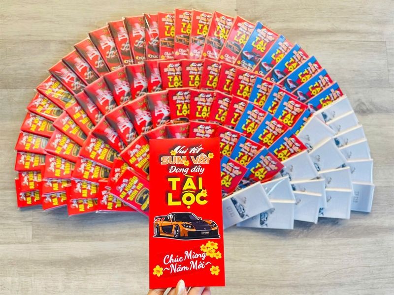  Bao lì xì hình xe kiểu bao dọc chúc mừng năm mới 2025 kích thước 8x16cm Autono1 LX008 