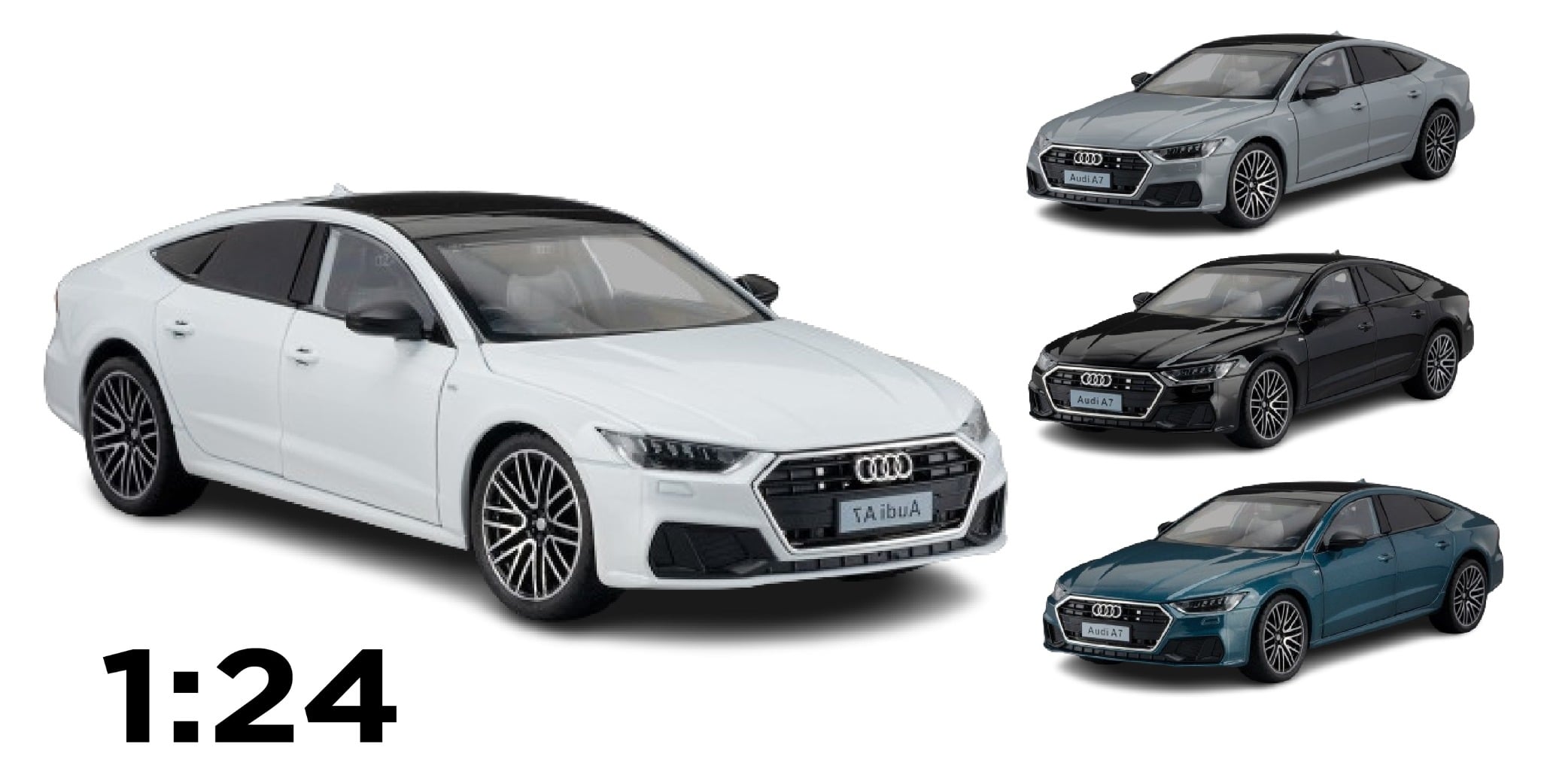 Mô hình xe Audi A7 full open có đèn có âm thanh đánh lái được 1:24 Jinlifang OT366 