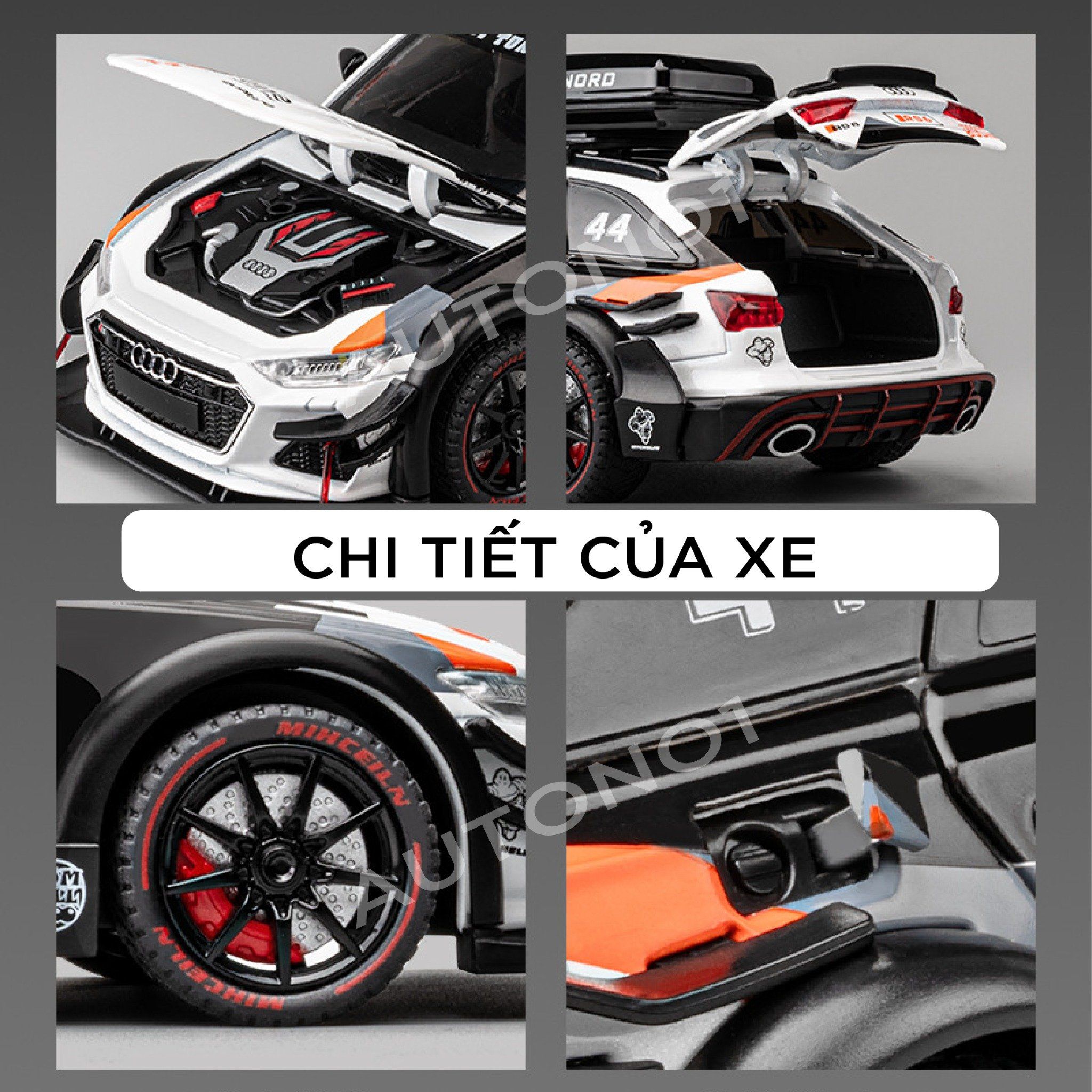  Mô hình xe đua Audi RS6 DTM 56 box camping full open tỉ lệ 1:24 Chezhi OT025 