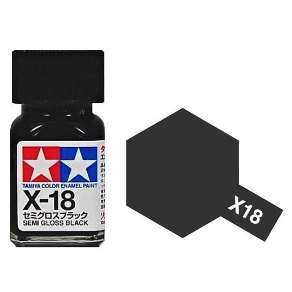  Enamel x18 semi gloss black sơn mô hình màu đen bóng 10ml Tamiya 80018 