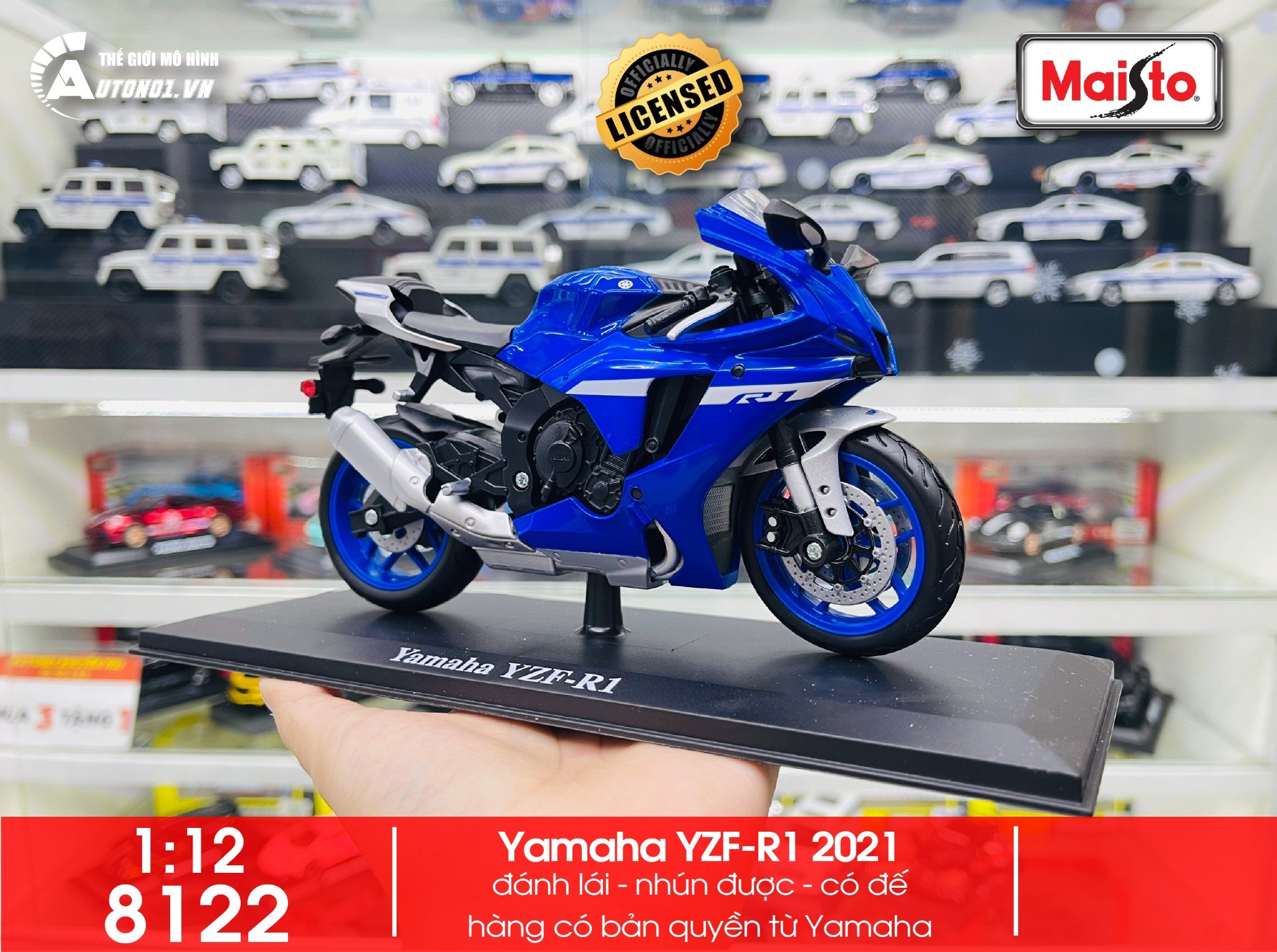  Mô hình xe mô tô Yamaha YZF-R1 2021 1:12 Maisto 8122 