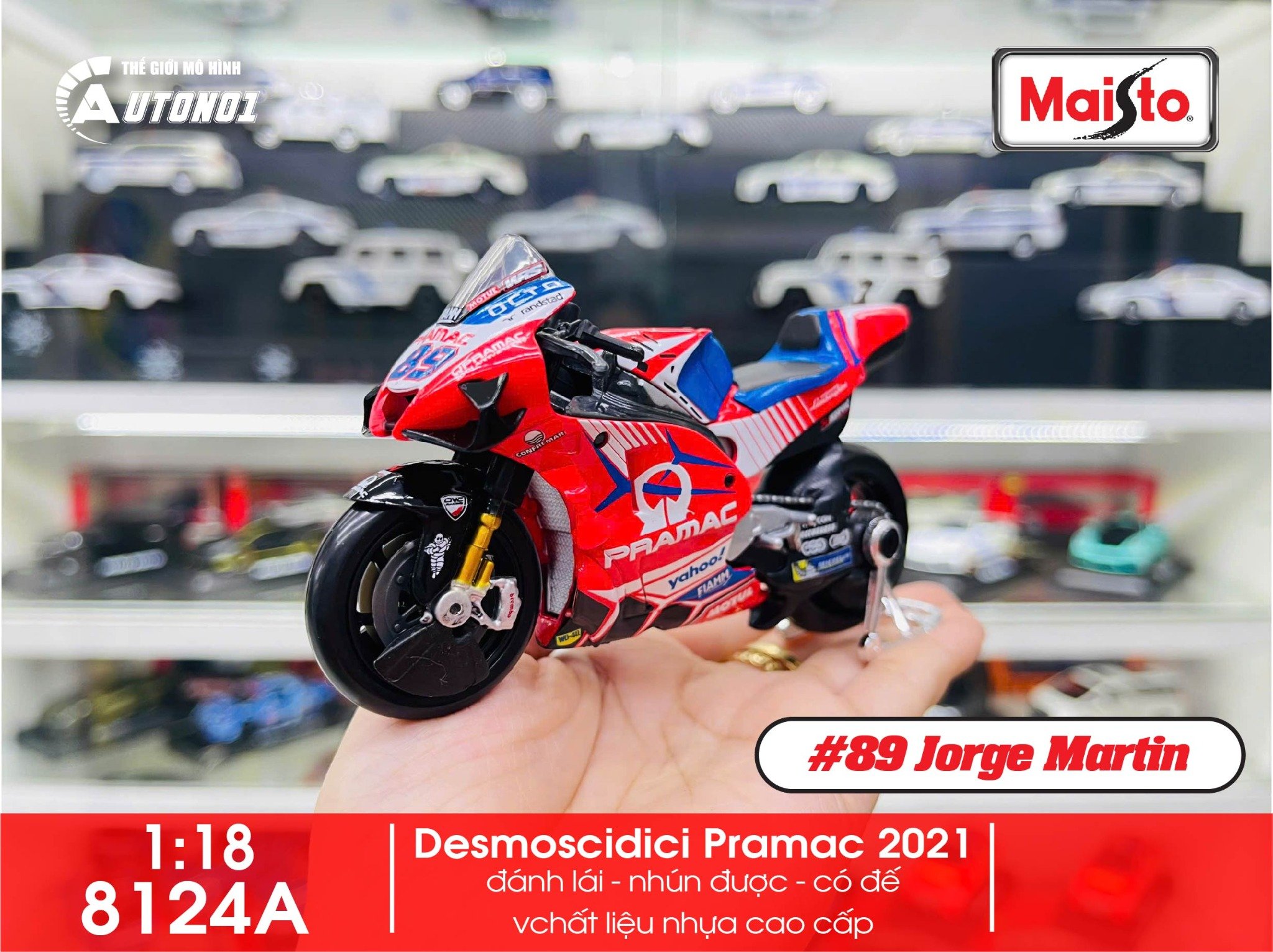  Mô hình xe mô tô GP Ducati Desmoscidici Pramac Racing 2021 tỉ lệ 1:18 Maisto 8124 