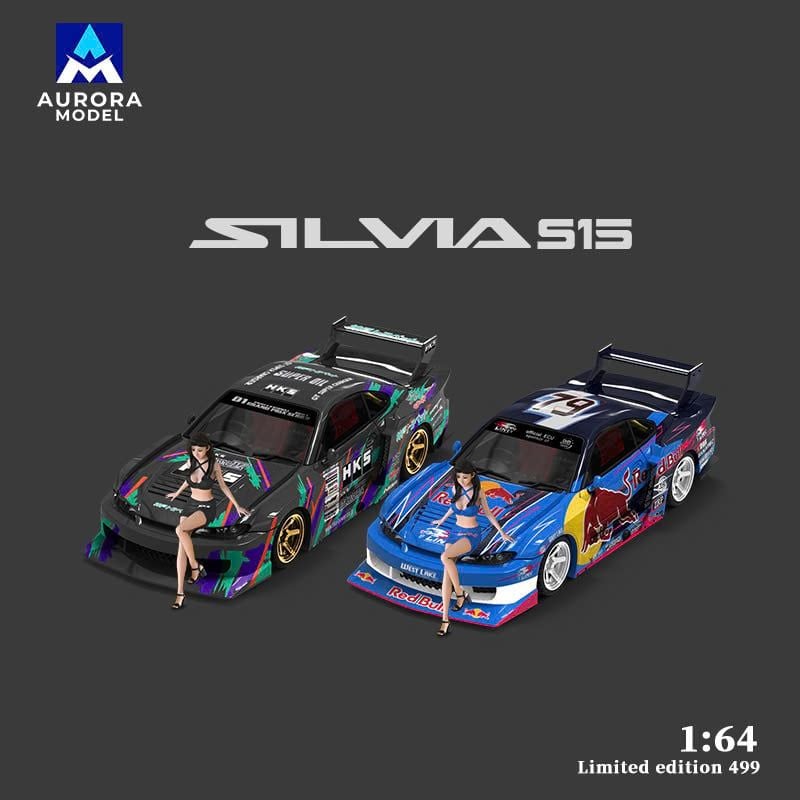  Mô hình xe Nissan S15 HKS tỉ lệ 1:64 Aurora Model AM646008 