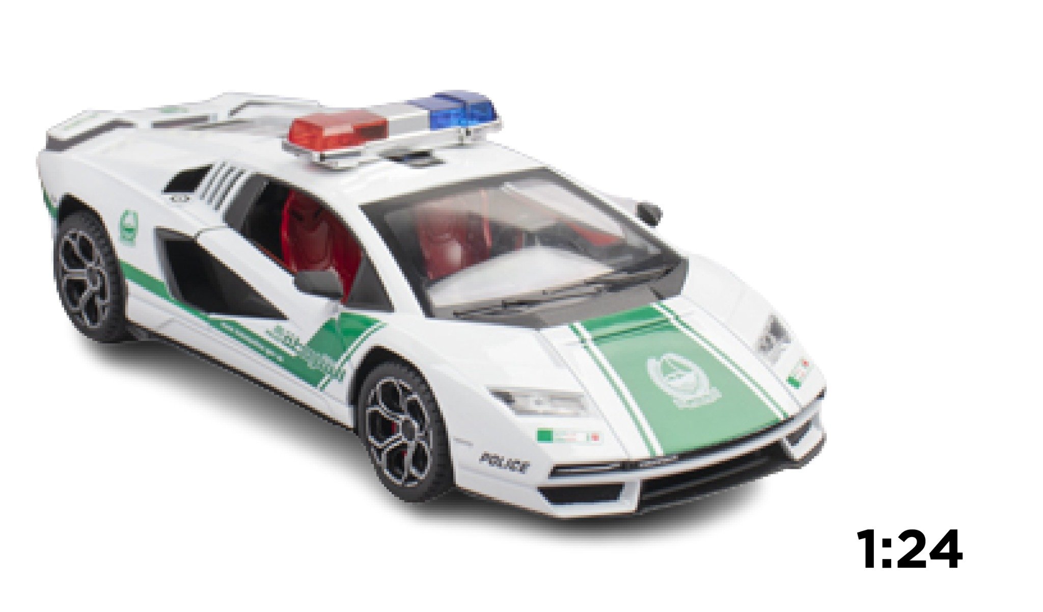  Mô hình xe Lamborghini Countach LPI800-4 police Dubai đánh lái được tỉ lệ 1:24 Jinlifiang 8168 