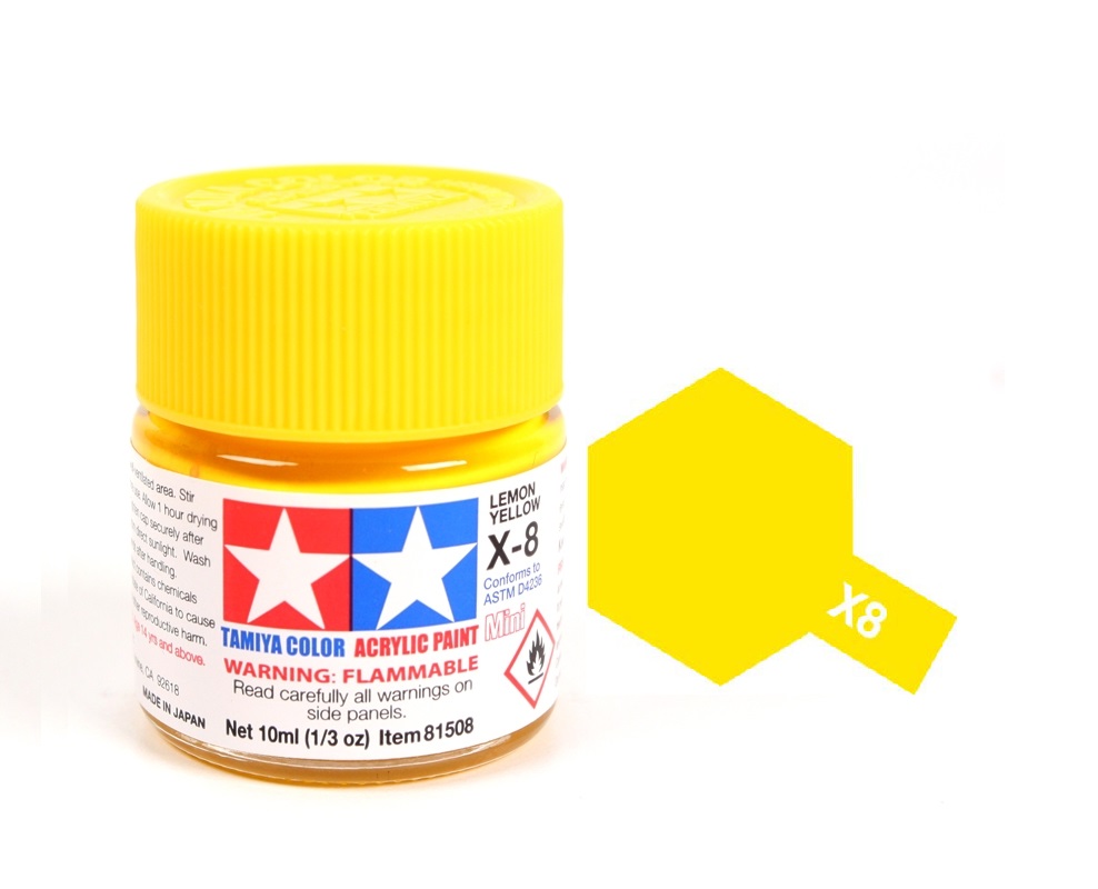 ACRYLIC MINI X8 LEMON YELLOW SƠN MÔ HÌNH MÀU VÀNG CHANH 10ML TAMIYA 81508