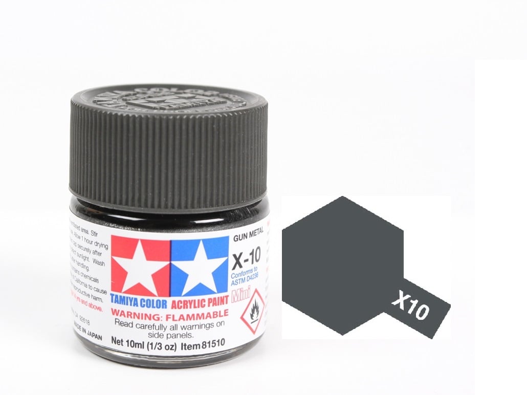 ACRYLIC MINI X10 GUN METAL SƠN MÔ HÌNH MÀU SÚNG KIM LOẠI 10ML TAMIYA 81510