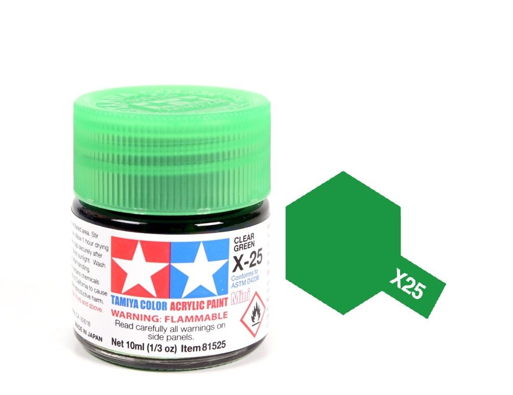  Acrylic mini x25 clear green sơn mô hình màu xanh lấ trong suốt 10ml Tamiya 81525 