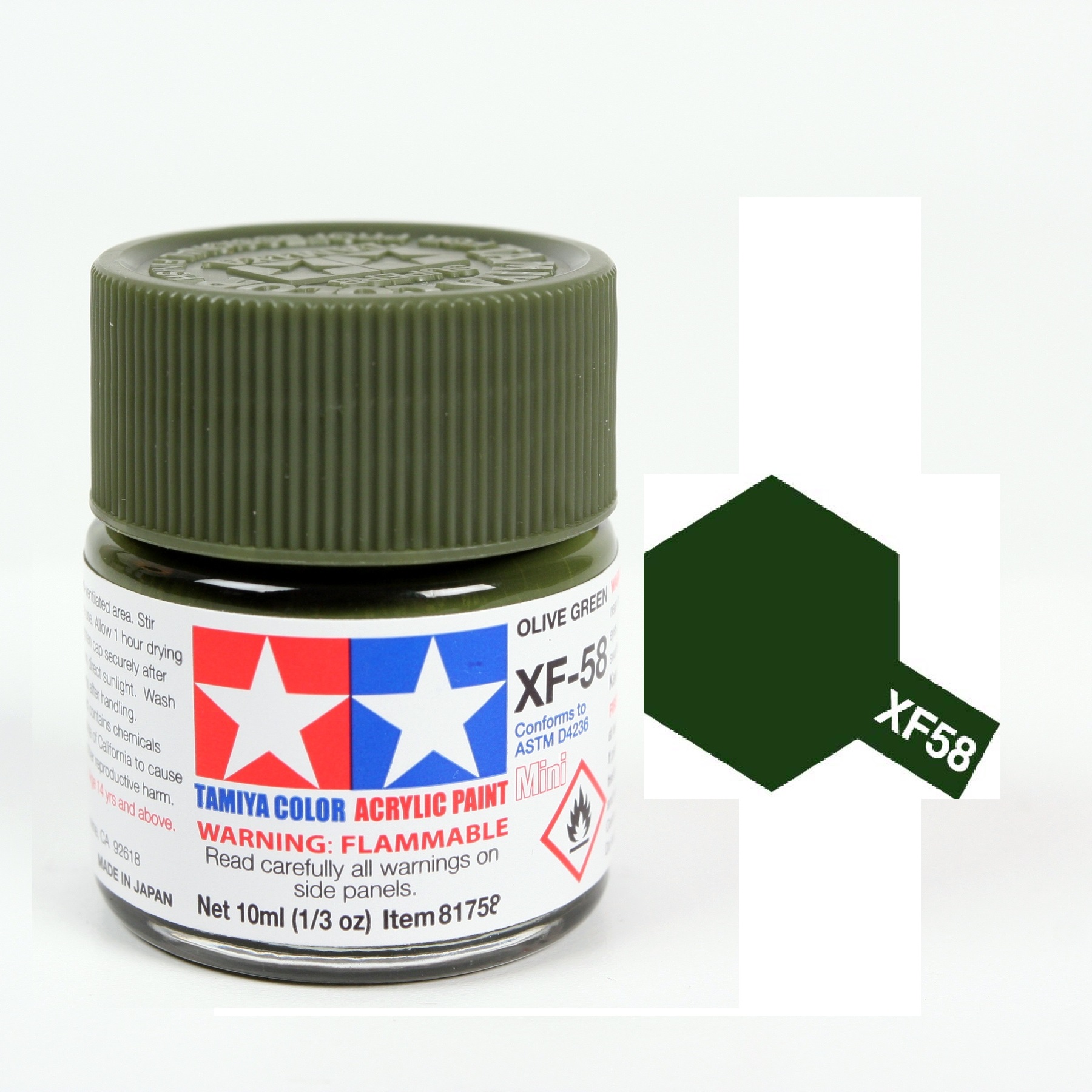 ACRYLIC MINI XF58 OLIVE GREEN SƠN MÔ HÌNH MÀU XANH OLIVE 10ML TAMIYA 81758