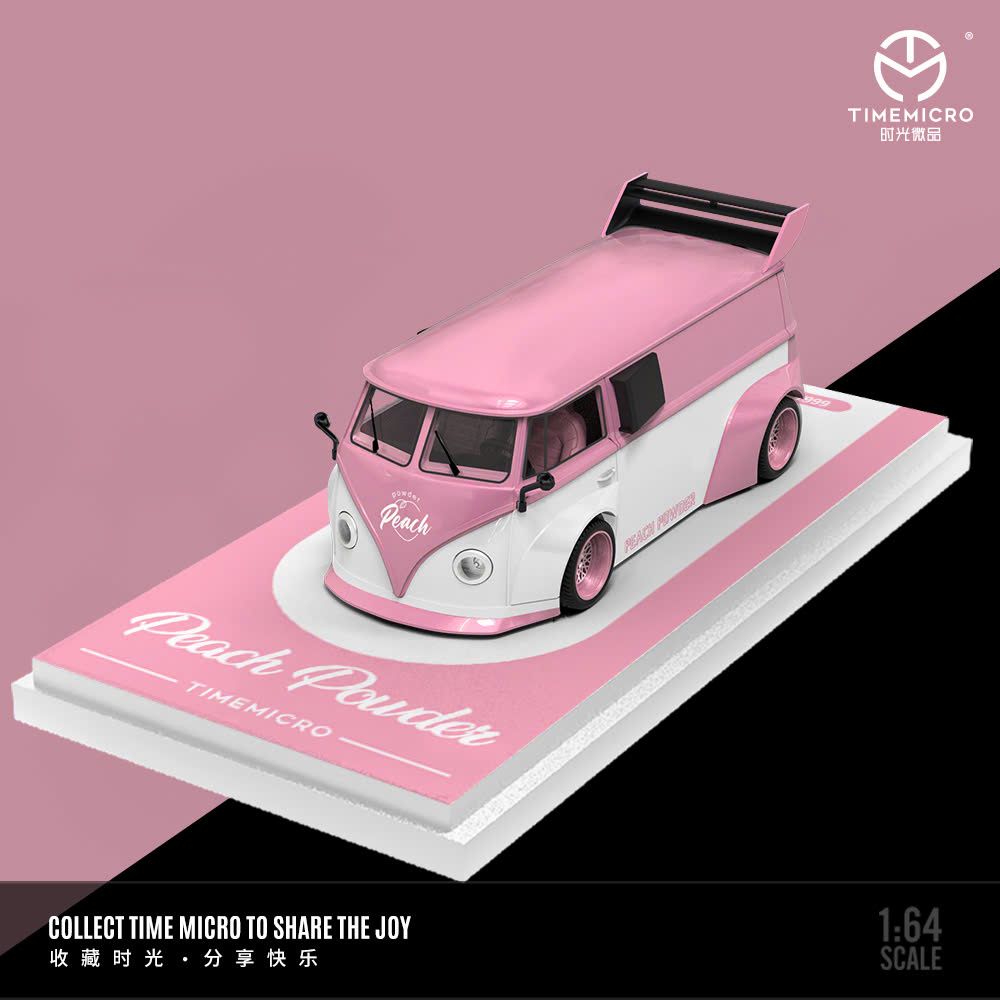 Mô hình xe Volkwagen T1 - Porsche 992 GT3 RS Peach Pink Powder tỉ lệ 1:64 Time micro 