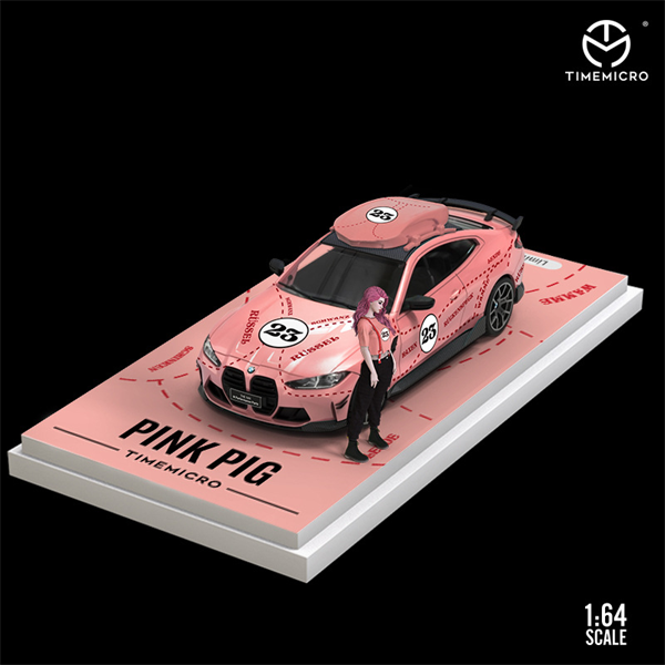  Mô hình xe BMW M4 Gulf, Pink Pig box camping tỉ lệ 1:64 Time micro 
