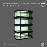  Hộp trưng bày mô phỏng bãi đỗ xe nhà kho có đèn, mica, kèm dây đèn, H tỉ lệ 1:64 MoreArt MO960120 