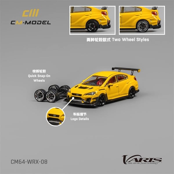  Mô hình xe Subaru WRX Varis Widebody 2.0 Yellow có bánh xe thay thế tỉ lệ 1:64 CM model CM64-WRX-08 