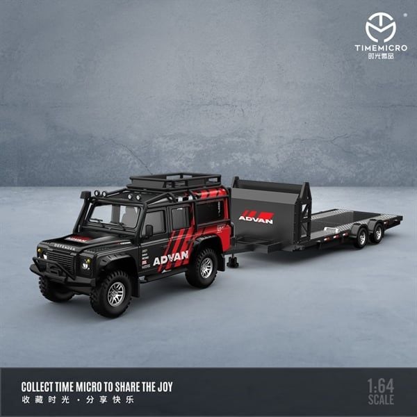  Mô hình xe Land rover Defender + bàn kéo trailer Advan tỉ lệ 1:64 TM646105-2 