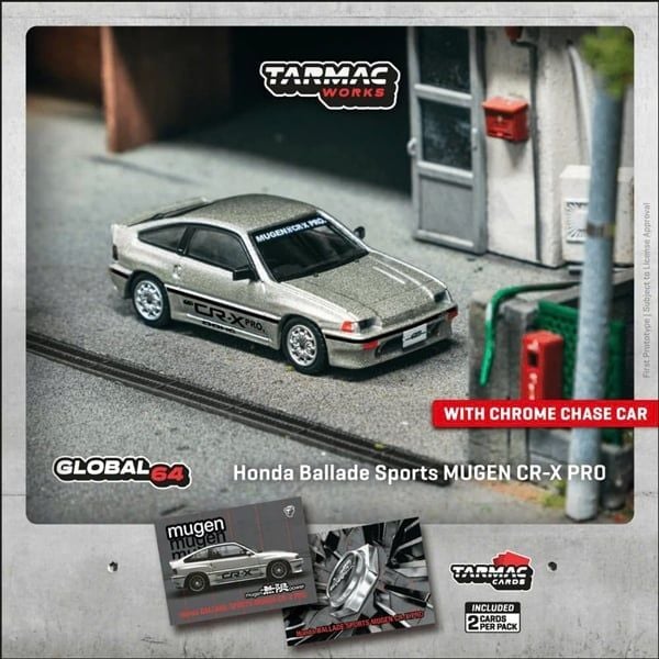  Mô hình xe HONDA Ballade Sports MUGEN CR-X PRO, Silver, Model Car + Trading Cards Combo Set tỉ lệ 1:64 Tarmac Works T64G-TL058-SL 