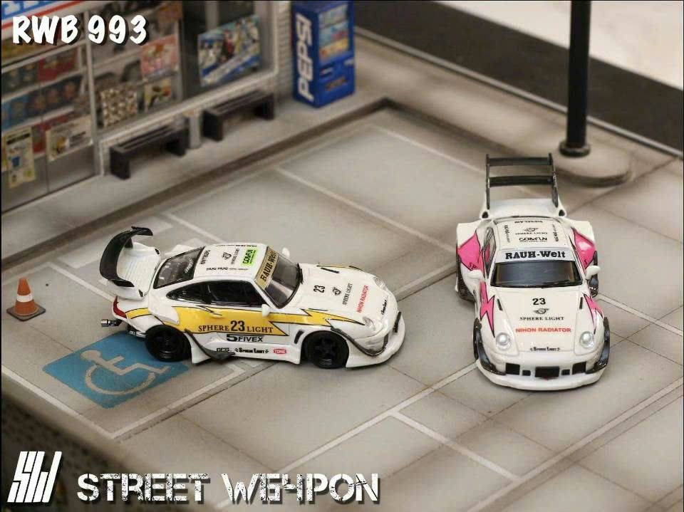  Mô hình xe Diecast Porsche RWB 993 Four Colors With Carbon Wing 1:64 Street Weapon OT64119 