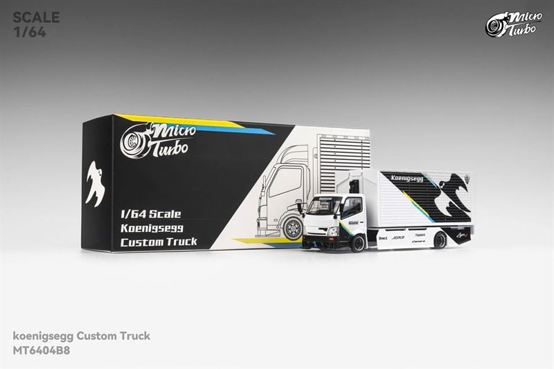  Mô hình xe tải có thùng truck custom Koenigsegg black/white limited 999pcs tỉ lệ 1:64 Micro turbo MT6404B8 
