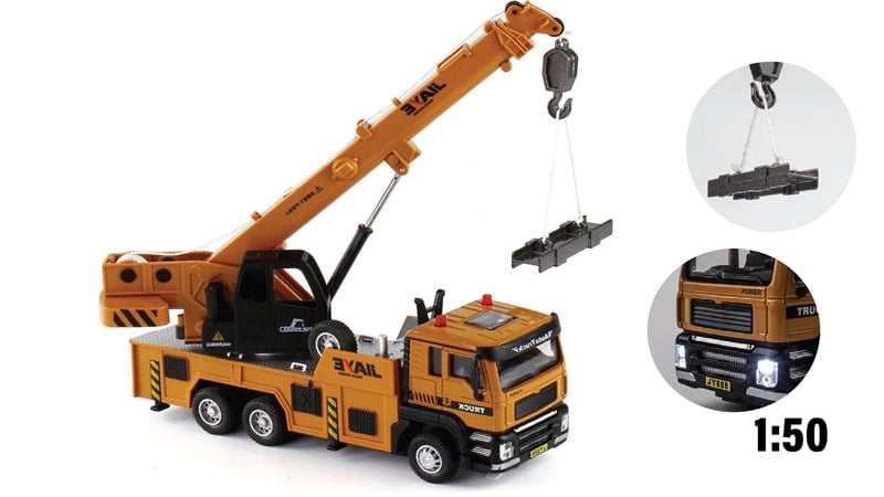  Mô hình xe cần cẩu sắt có đèn và âm thanh bằng hợp kim tỉ lệ 1:50 Jiaye model VB50113 OT280 