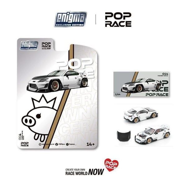 Mô hình xe Toyota Pandem GR86 - Crystal White Pearl bản card tỉ lệ 1:64 Poprace x Enigma PRE0014 