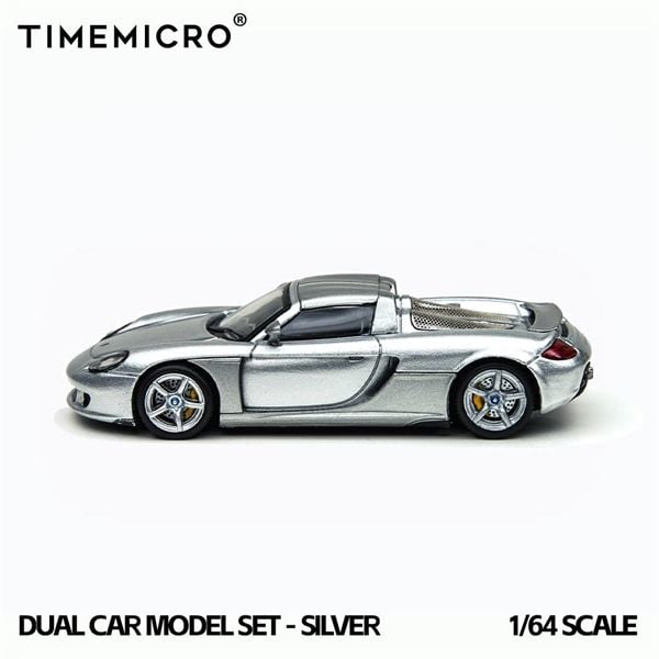  Mô hình xe Porsche 918 Spyder & CARRERA GT Double Silver Color Set tỉ lệ 1:64 Time Micro TM643529-T 