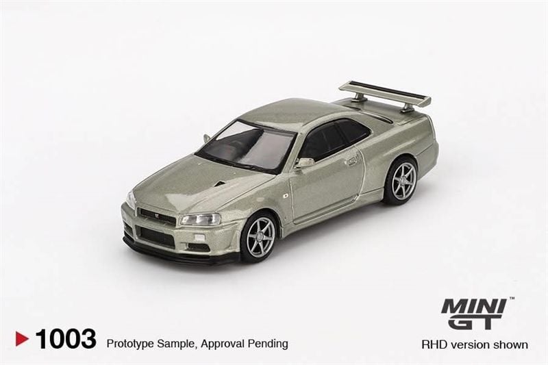  Mô hình xe Nissan Skyline GT-R (R34) V-Spec II Nür Millenium Jade card tỉ lệ 1:64 MiniGT MGT01003 