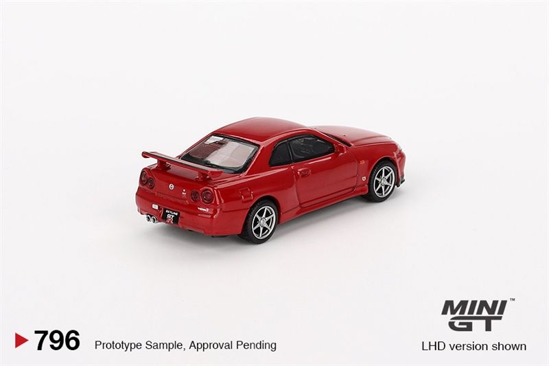  Mô hình xe Nissan Skyline GT-R (R34) V-Spec Active Red tỉ lệ 1:64 MiniGT bản card MGT00796-BL 