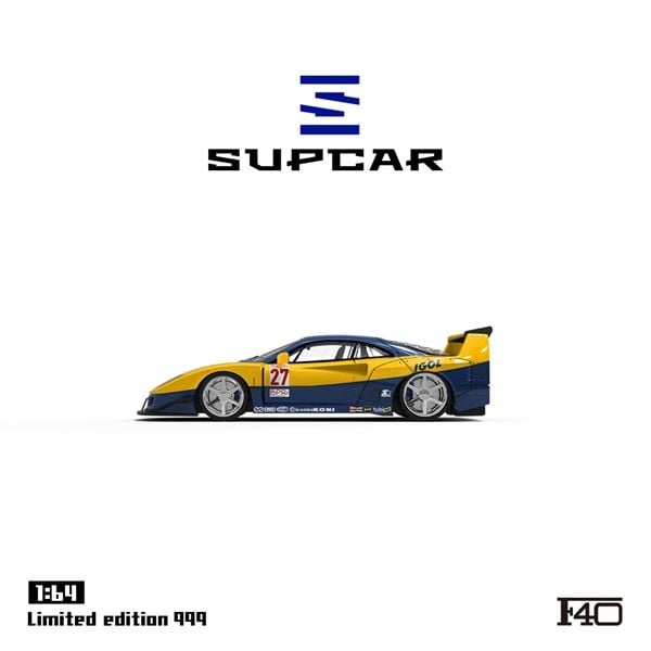  Mô hình xe Ferrari F40 Race IGOL yellow blue #27 limited edition 999pcs tỉ lệ 1:64 Supcar SC64024 