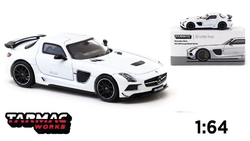  Mô hình xe Mercedes-Benz SLS AMG Coupé Black Series White Metallic - Lamley Special Edition tỉ lệ 1:64 Tarmac Works 