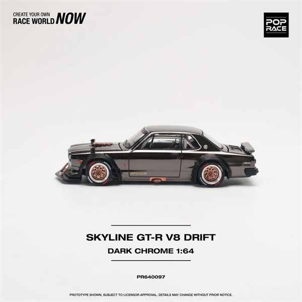  Mô hình xe Skyline GT-R V8 Drift (Hakosuka) Dark Chrome tỉ lệ 1:64 Poprace PR640097 