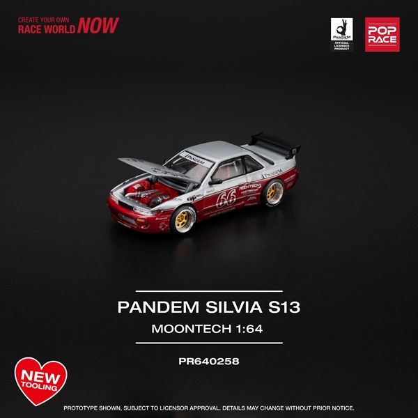  Mô hình xe Nissan GT R32 ANDEM SILVIA S13 - MOONTECH RED mở được capo tỉ lệ 1:64 Poprace PR640258 