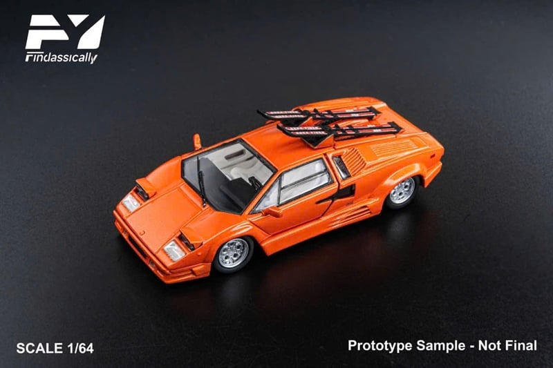  Mô hình xe Lamborghini Countach LP5000 orange Sled Edition mở được 2 mắt đèn lên tỉ lệ 1:64 Findclassically Fy model 