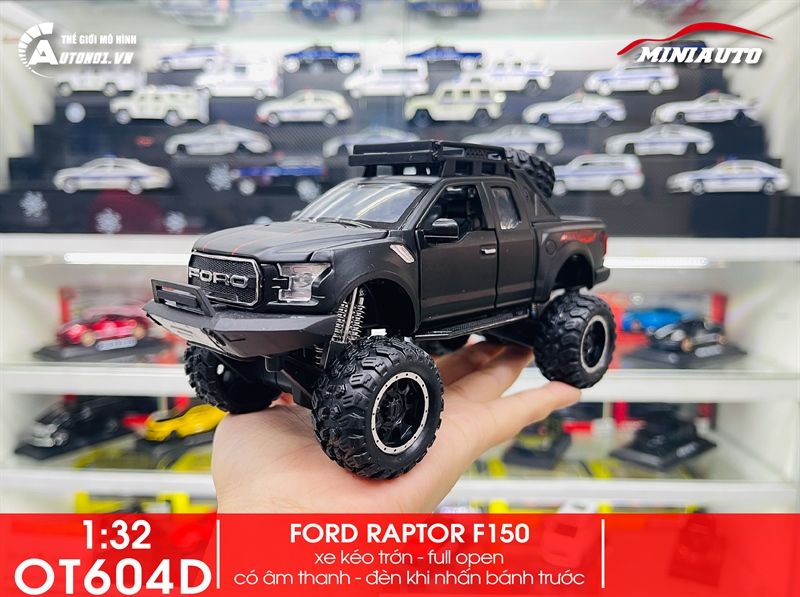  Mô hình Ford Raptor F150 Offroad full open - có đèn - âm thanh tỉ lệ 1:32 Miniauto OT32040 