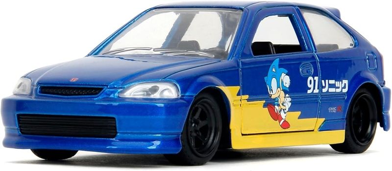  Mô hình xe Sonic The Hedgehog with 1997 Honda Civic Type-R Hollywood Rides tỉ lệ 1:32 JADA TOYS 24078 