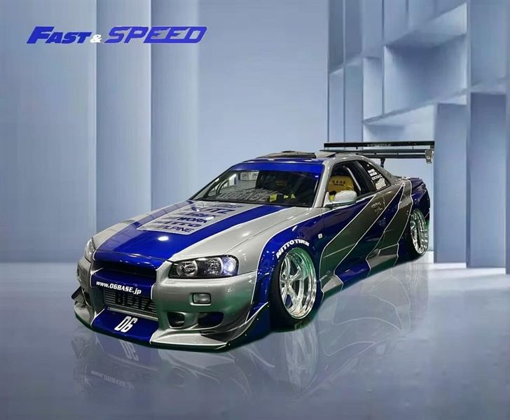  Mô hình xe Nissan Skyline R34, GT-R 5th generation BNR34 tỉ lệ 1:64 Fast Speed OT64242 
