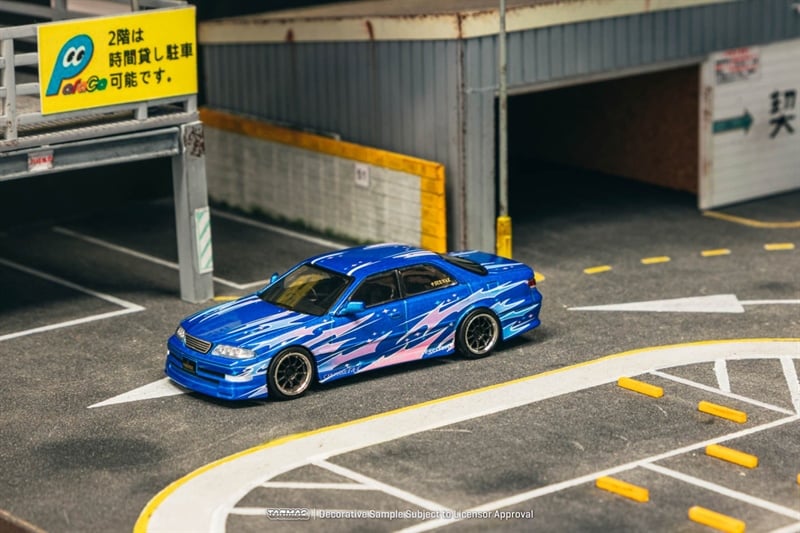  Mô hình xe VERTEX Toyota Mark II JZX100, Blue Metallic tỉ lệ 1:64 Tarmac Works T64G-024-BL 