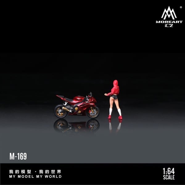  Mô hình nhân vật figure nữ cầm gậy và xe mô tô Yamaha YZF R6 Baseball Girl Motorcycle resin tỉ lệ 1:64 MoreArt MO222169 