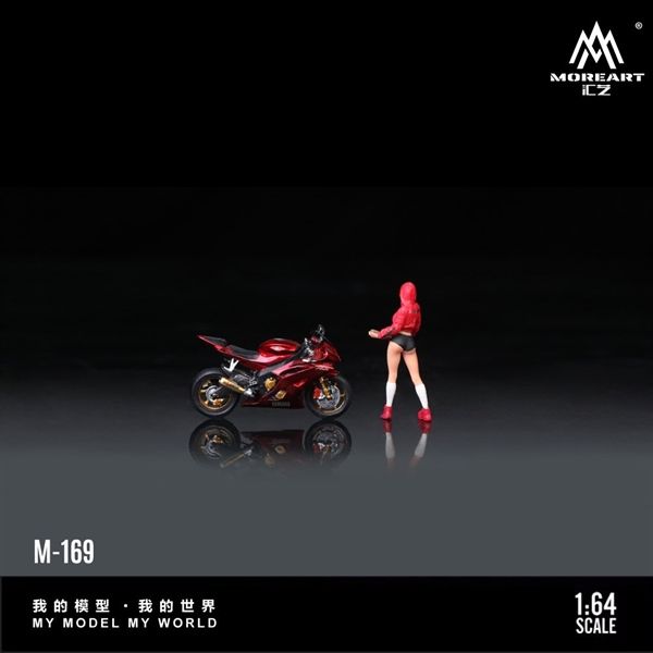  Mô hình nhân vật figure nữ cầm gậy và xe mô tô Yamaha YZF R6 Baseball Girl Motorcycle resin tỉ lệ 1:64 MoreArt MO222169 