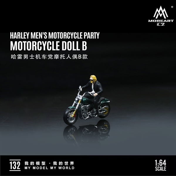  Mô hình xe và nhân vật figure Harley men's motorcycle party green tỉ lệ 1:64 MoreArt MO222132 