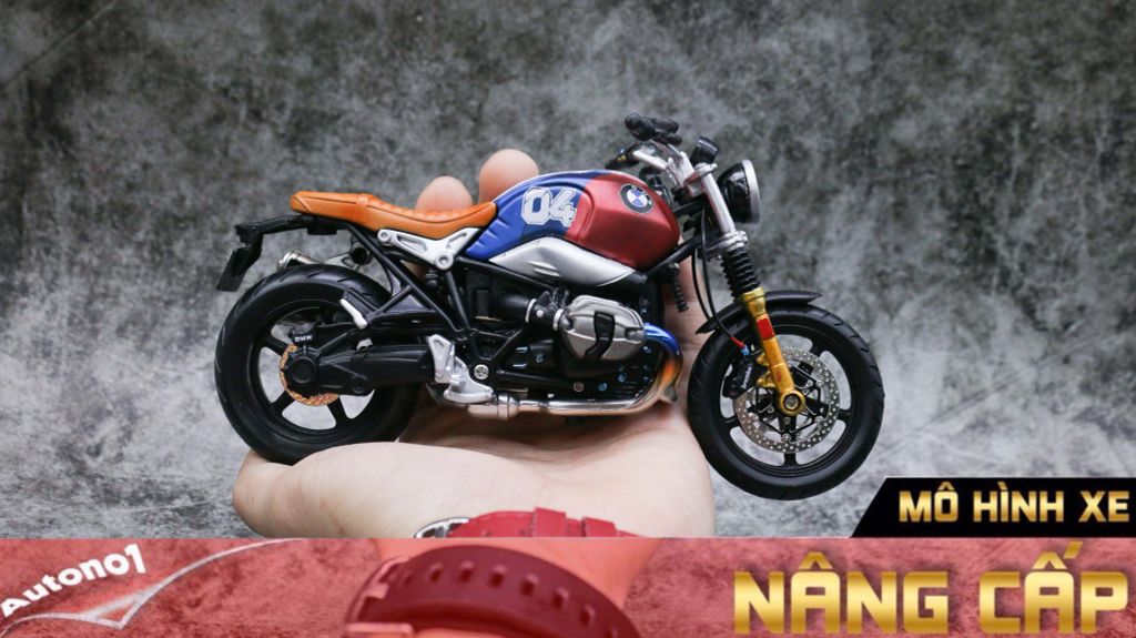 MÔ HÌNH XE BMW R NINE T BLUE RED 04 TỈ LỆ 1:12 AUTONO1 D180