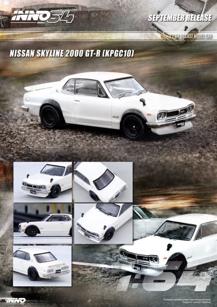  Mô hình xe ô tô Nissan skyline 2000 GT-R in white tỉ lệ 1:64 Inno64 model 