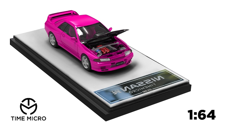  Mô hình xe ô tô Nissan GT R32 pink metallic tỉ lệ 1:64 Time Micro TM644105 
