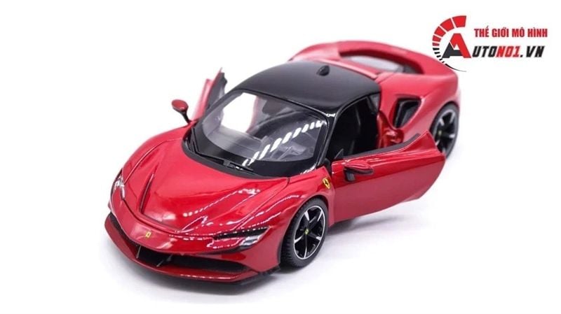  Mô hình xe Ferrari Sf90 Stradale đánh lái được full open 1:24 Bburago OT577 