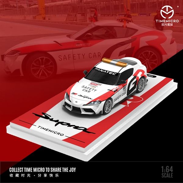  Mô hình xe Toyota Supra A90-Safety Car White Red tỉ lệ 1:64 Time Micro TM647413 