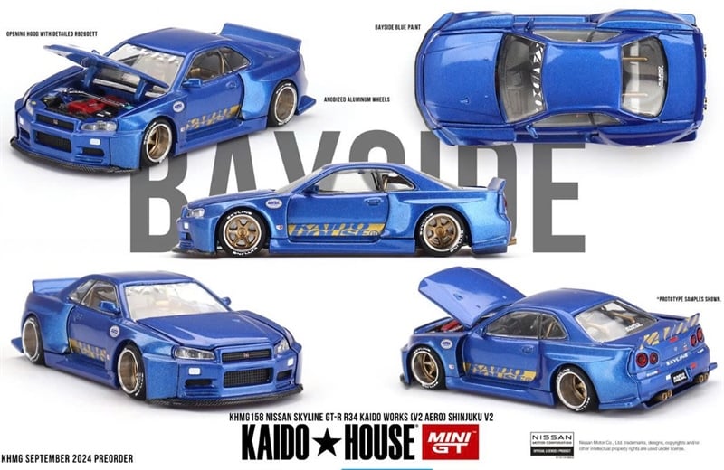  Mô hình xe Nissan Skyline GT-R (R34) Kaido Works (V2 Aero) SHINJUKU V2 tỉ lệ 1:64 KHMG158 