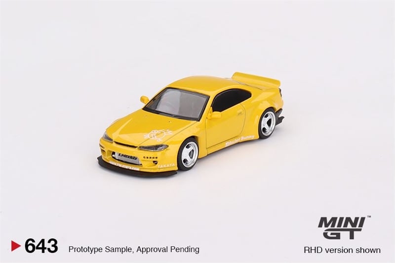  Mô hình xe ô tô Nissan Silvia (S15) Rocket Bunny Bronze Yellow tỉ lệ 1:64 MiniGT MGT00643 