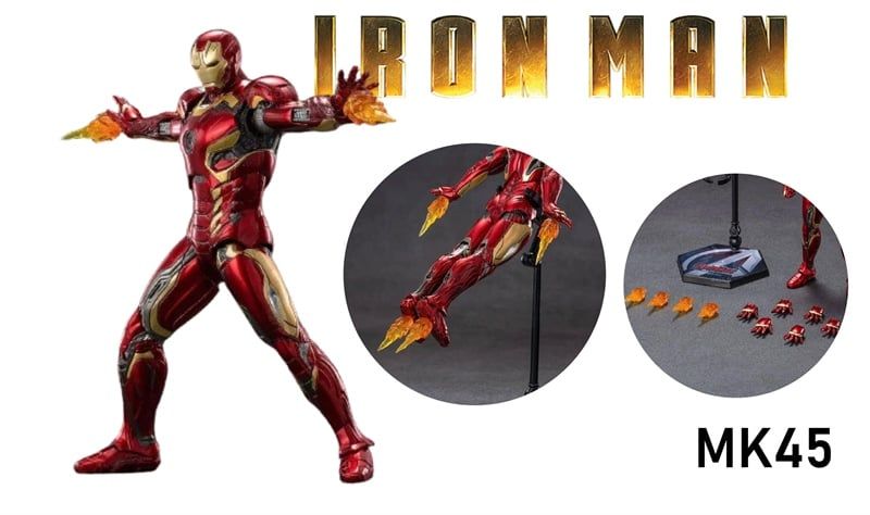  Mô hình nhân vật Marvel Iron man người sắt Iron man MK45 SHF tỉ lệ 1:10 23CM ZD Toys FG262 