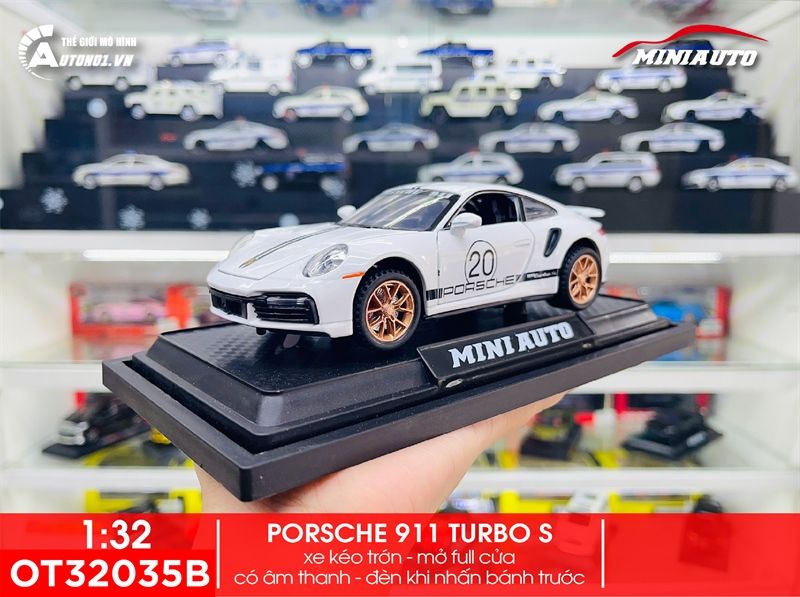  Mô hình xe Porsche 911 Turbo S full open , có đèn và âm thanh tỉ lệ 1:32 Miniauto OT32035 