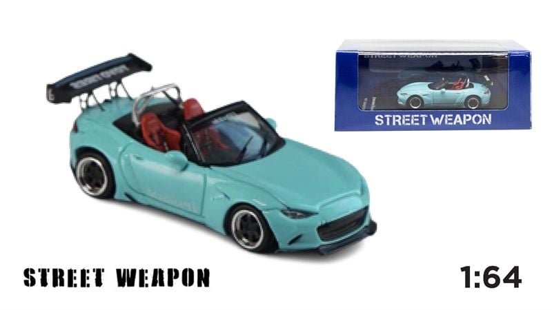  Mô hình xe Mazda MX-5 ND Pandem Rocket Bunny Widebody Tiffany Blue tỉ lệ 1:64 Street weapon 