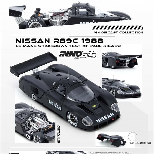  Mô hình xe Nissan R89C Le Mans Shakedown Test at Paul Ricard 1988 tỉ lệ 1:64 Inno64 