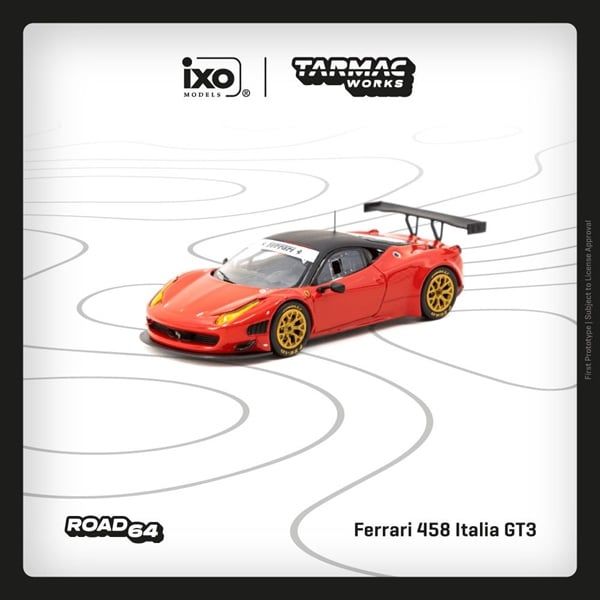  Mô hình xe Ferrari 458 Italia GT3, Red Collaboration model with IXO models tỉ lệ 1:64 Tarmac Works T64R-073-RE 
