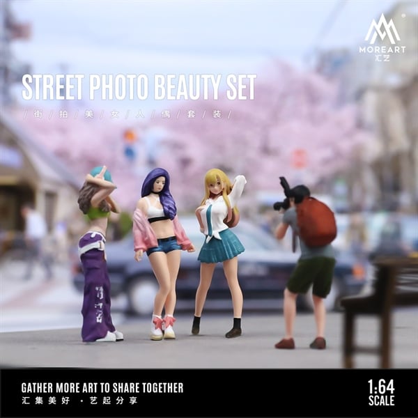  Mô hình nhân vật set 4 figure chụp ảnh - tạo dáng street photo beauty set tỉ lệ 1:64 MoreArt MO223011 